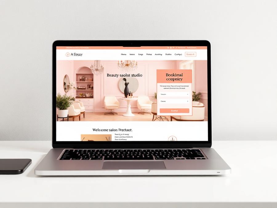 Beauty salon website design concept shown on a laptop
